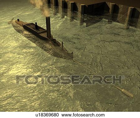 Ship, Illustration, CG, 3D, Sepia, High Angle View View Large Illustration Clipart - Ship, Illustration, CG, 3D, Sepia, High Angle View. Fotosearch