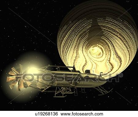 Spacecraft, Illustration, CG, 3D, Sepia, Low Angle View View Large Illustration Stock Illustration - Spacecraft, Illustration, CG, 3D, Sepia, Low Angle View. Fotosearch