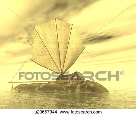 Stock Illustration - Submarine, Illustration, CG, 3D, Sepia, Close Up. Fotosearch