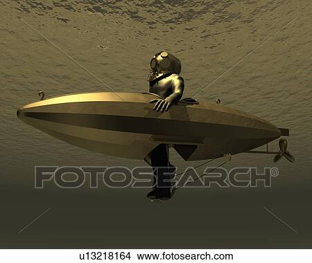 Stock Illustration - Watercraft, Illustration, CG, 3D, Sepia, Low Angle View. Fotosearch