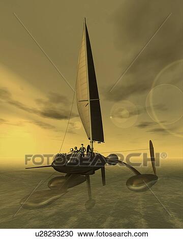 Yacht, Illustration, CG, 3D, Sepia, Low Angle View, Lens Flare View Large Illustration Clipart - Yacht, Illustration, CG, 3D, Sepia, Low Angle View, Lens Flare. Fotosearch