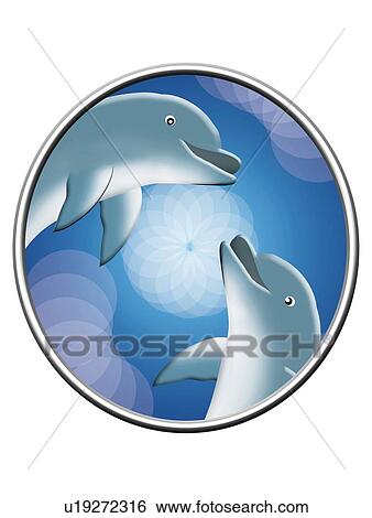 Stock Illustration - Dolphins, Painting, Illustration. Fotosearch