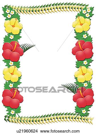 Frame made of Tropical Flowers, Painting, Illustration, Copy Space View Large Illustration Stock Illustration - Frame made of Tropical Flowers, Painting, Illustration, Copy Space. Fotosearch