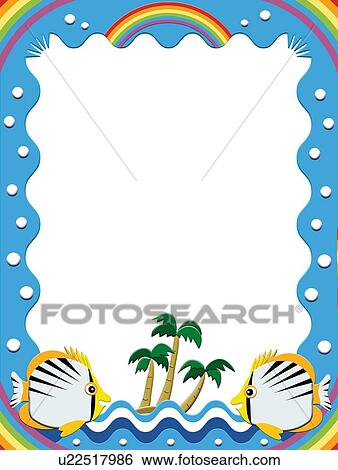 Frame of Tropical Image, Painting, Illustration, Copy Space View Large Illustration Stock Illustration - Frame of Tropical Image, Painting, Illustration, Copy Space. Fotosearch