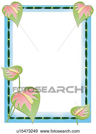 Stock Illustration - Frame with Tropical Leaves, Painting, Illustration, Copy Space. Fotosearch