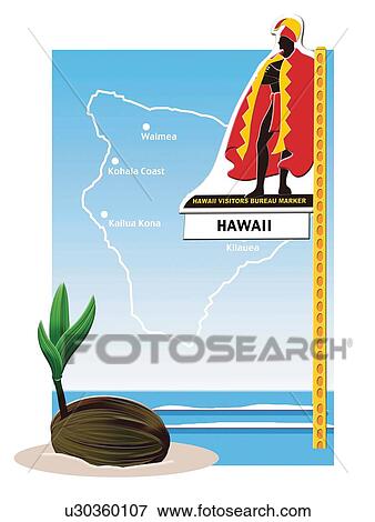 Stock Illustration - Signboard of Hawaii, Painting, Illustration. Fotosearch