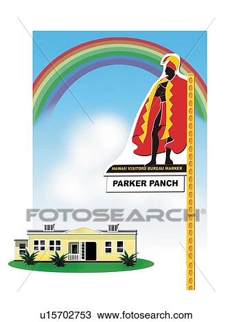 Signboard of Parker Panch, Hawaii, Painting, Illustration View Large Illustration Drawing - Signboard of Parker Panch, Hawaii, Painting, Illustration. Fotosearch
