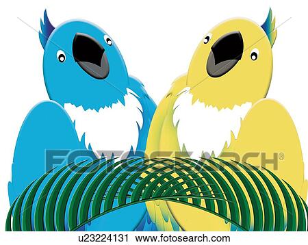 Two Parrots, Painting, Illustration View Large Illustration Clip Art - Two Parrots, Painting, Illustration. Fotosearch