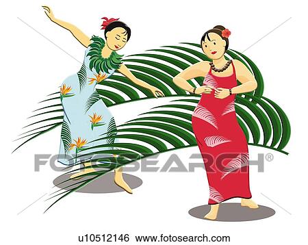 Stock Illustration - Two Women Dancing, Painting, Illustration, Front View. Fotosearch