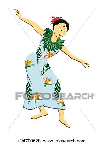 Stock Illustration - Woman Dancing, Painting, Illustration, Front View. Fotosearch