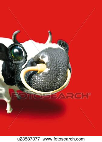 Cow with a Nose Ring, High Angle View, CG View Large Illustration Stock Illustration - Cow with a Nose Ring, High Angle View, CG. Fotosearch