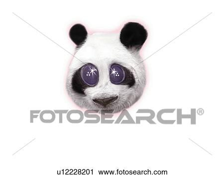 Clip Art - Panda with Sparkling Eyes, Front View, CG, Copy Space. Fotosearch