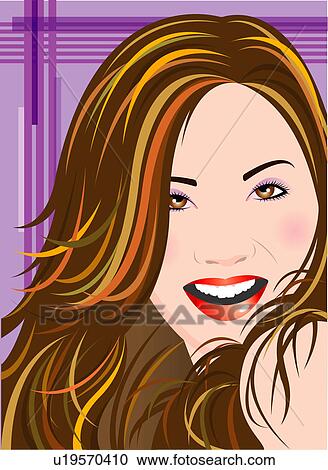 Clipart - Close-up of a happy woman.. Fotosearch