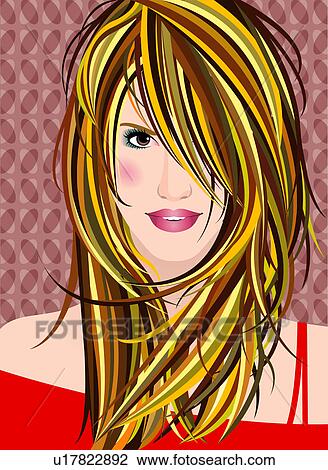 Drawing - Close-up of a serious woman.. Fotosearch