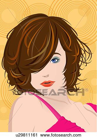 Clip Art - Close-up of a stylish woman.. Fotosearch
