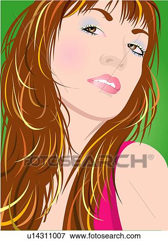 Close-up of a stylish woman. View Large Illustration Stock Illustration - Close-up of a stylish woman.. Fotosearch