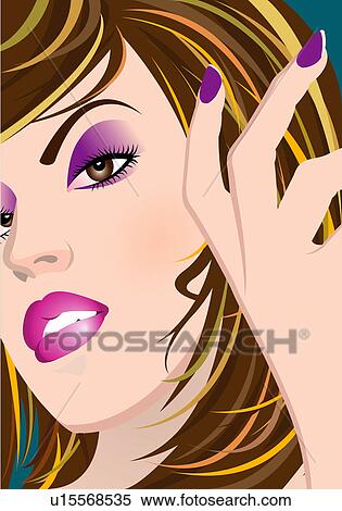 Stock Illustration - Close-up of a stylish woman.. Fotosearch