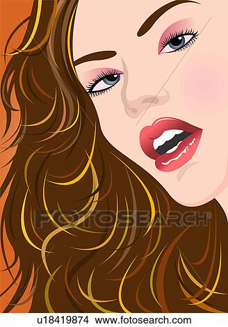 Stock Illustration - Close-up of a stylish woman.. Fotosearch