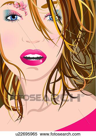 Close-up of a stylish woman. View Large Illustration Stock Illustration - Close-up of a stylish woman.. Fotosearch