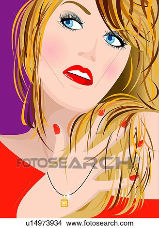 Close-up of a thoughtful woman. View Large Illustration Stock Illustration - Close-up of a thoughtful woman.. Fotosearch