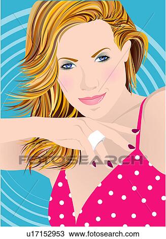 Close-up of a woman showing a finger ring. View Large Illustration Drawing - Close-up of a woman showing a finger ring.. Fotosearch