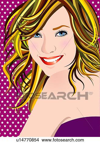 Close-up of a woman. View Large Illustration Stock Illustration - Close-up of a woman.. Fotosearch