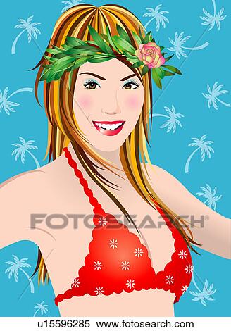 Portrait of a woman wearing a chaplet. View Large Illustration Stock Illustration - Portrait of a woman wearing a chaplet.. Fotosearch
