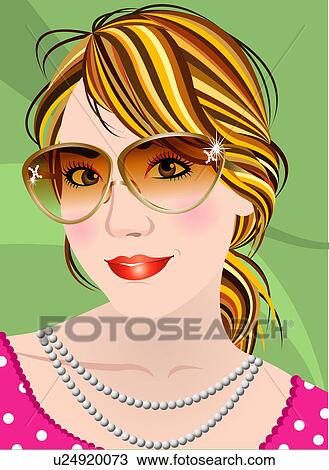Drawing - Portrait of a woman wearing a necklace.. Fotosearch
