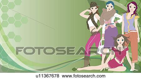 Stock Illustration - View of a group of women.. Fotosearch