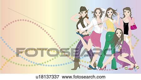 View of a group of women. View Large Illustration Stock Illustration - View of a group of women.. Fotosearch
