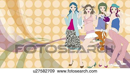 Stock Illustration - View of a group of women.. Fotosearch