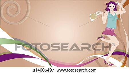 View of a woman dancing. View Large Illustration Stock Illustration - View of a woman dancing.. Fotosearch