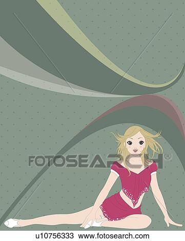 Drawing - View of a woman sitting.. Fotosearch