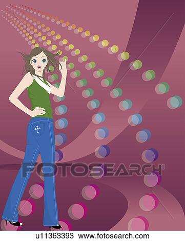 Drawing - View of a woman standing.. Fotosearch
