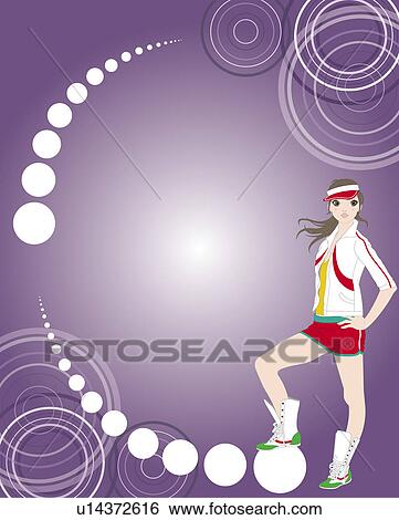 View of a woman standing on a ball. View Large Illustration Stock Illustration - View of a woman standing on a ball.. Fotosearch