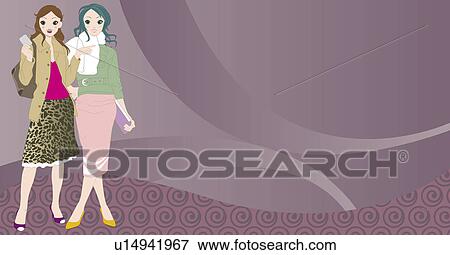 Stock Illustration - View of women standing together.. Fotosearch