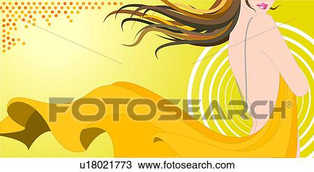 View of a woman. View Large Illustration Drawing - View of a woman.. Fotosearch