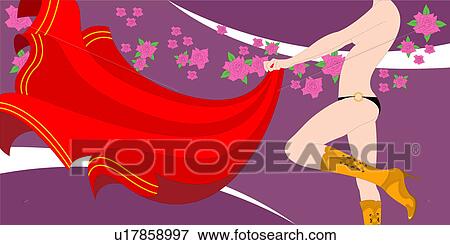 View of a woman holding a cloth. View Large Illustration Stock Illustration - View of a woman holding a cloth.. Fotosearch