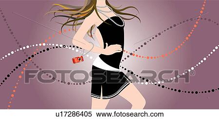 Stock Illustration - View of a woman in black attire.. Fotosearch