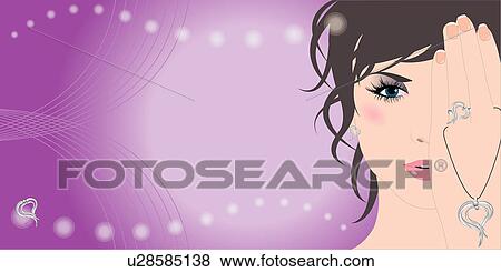 Stock Illustration - View of a woman showing jewelries.. Fotosearch