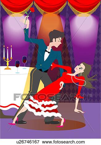Stock Illustration - View of a couple dancing.. Fotosearch