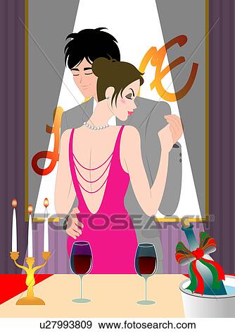 Stock Illustration - View of a couple dancing.. Fotosearch