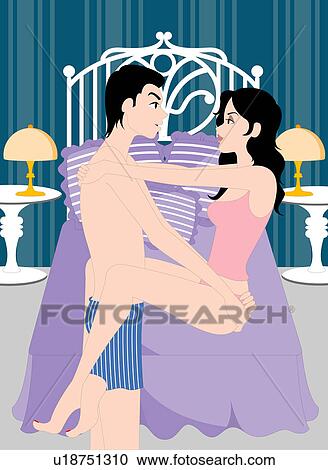 View of a couple in a romantic position. View Large Illustration Clipart - View of a couple in a romantic position.. Fotosearch
