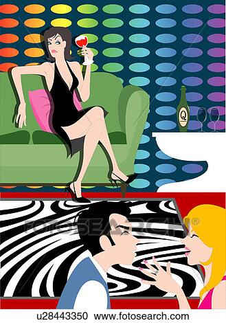 Woman eyeing a couple. View Large Illustration Clipart - Woman eyeing a couple.. Fotosearch