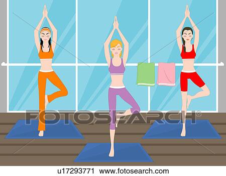 Clip Art - Women exercising in a fitness club.. Fotosearch