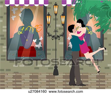 Clipart - View of a couple hugging each other.. Fotosearch