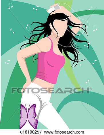 Stock Illustration - View of a woman dancing.. Fotosearch