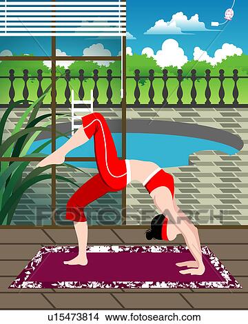 Stock Illustration - View of a woman exercising.. Fotosearch