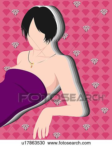 View of a woman lying. View Large Illustration Clipart - View of a woman lying.. Fotosearch
