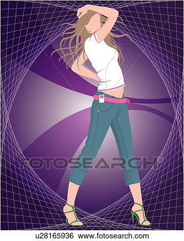 View of a woman standing. View Large Illustration Stock Illustration - View of a woman standing.. Fotosearch
